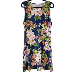 J. Jill Sleeveless Dress Floral Stretch Comfy Hawaiian Casual Petite L (LP)